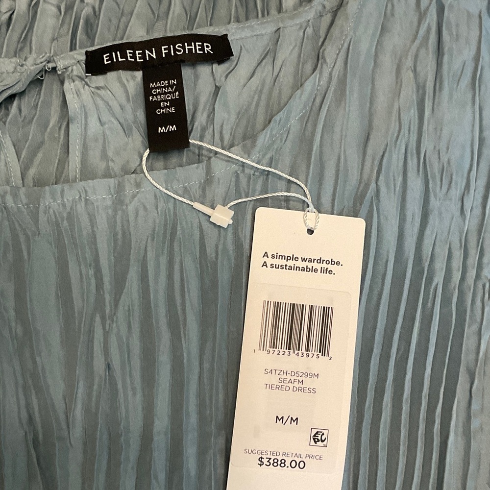 Eileen Fisher Dusty Blue Midi Dress - Picture 2 of 8